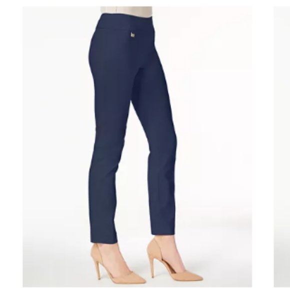 Alfani Pull On Skinny Tummy Control Pant Dark  Navy Blue 14 Petite - Picture 2 of 11